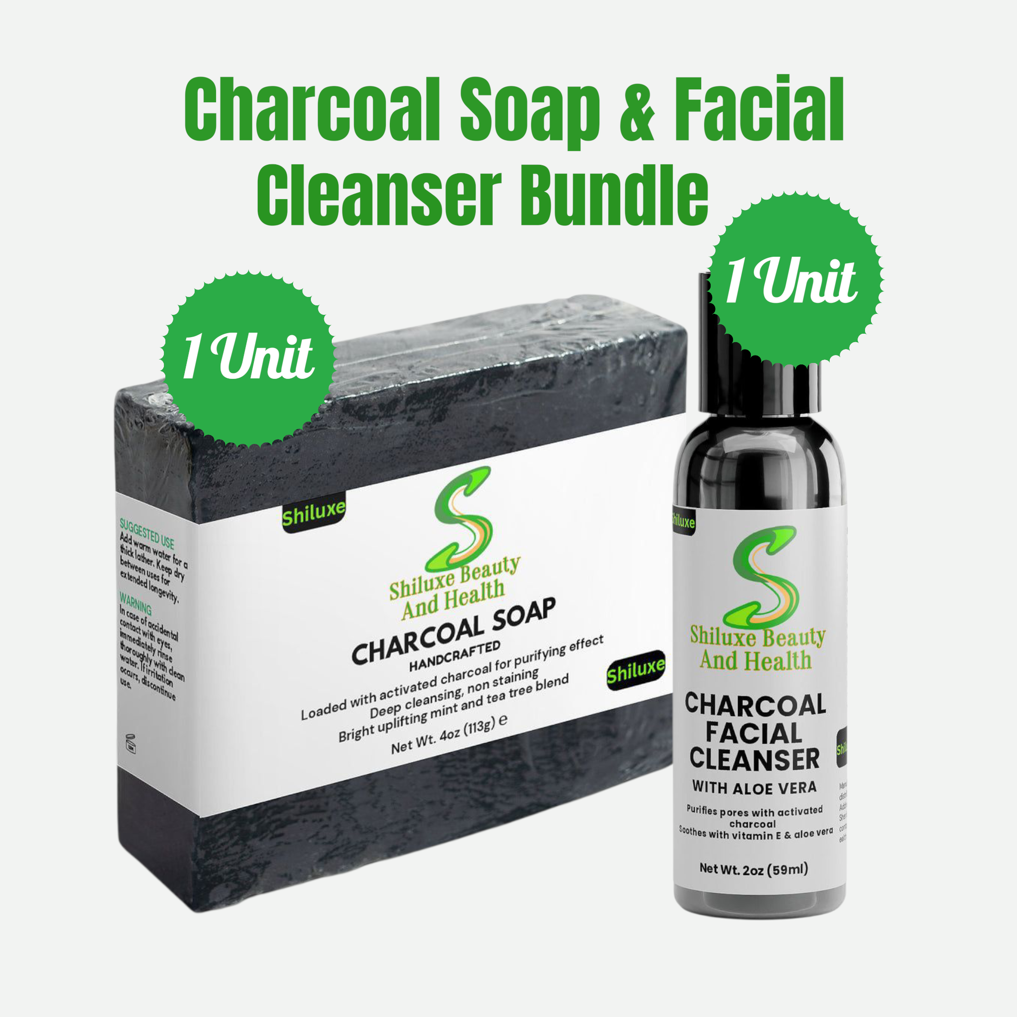 Charcoal Soap & Facial Cleanser For Acne, Oily Skin, Dark Spots, & Blemishes, For Both Men & Women, Made With Aloe Vera, Activated Charcoal, Vitamin E, & Tea Tree Blend- Paraben-Free (Pack of 2)
